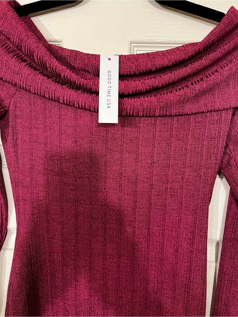 ❤️5 for $25 ❤️ Chic Off-Shoulder Fuchsia Long Sleeve Dress - Picture 7 of 7